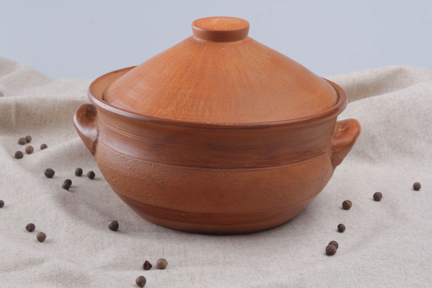 Pote de argila feito à mão com tampa louça de cerâmica decorativa artesanal foto 1