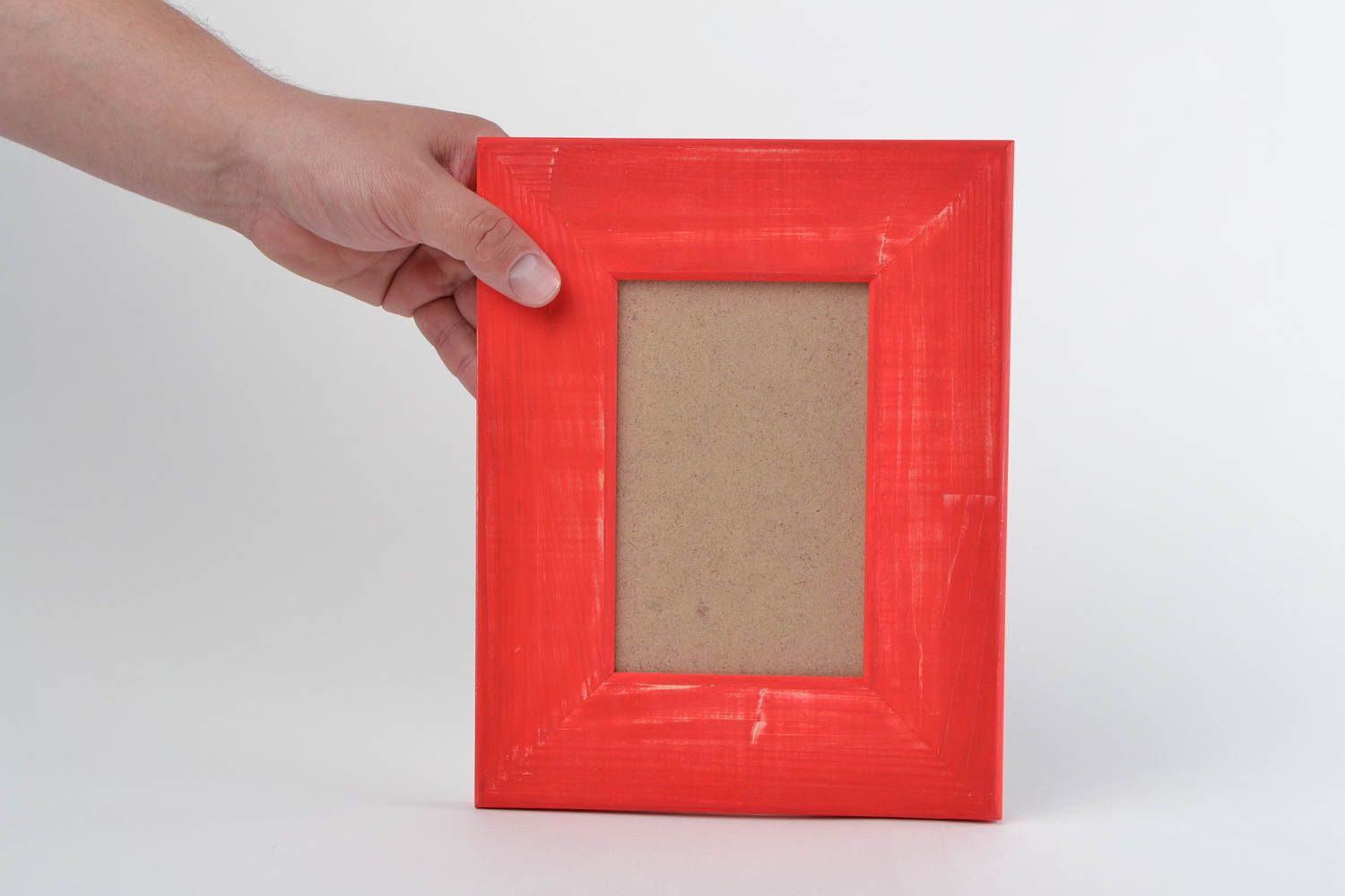 Red small rectangular wooden handmade frame for photo 10x15 home interior design photo 2