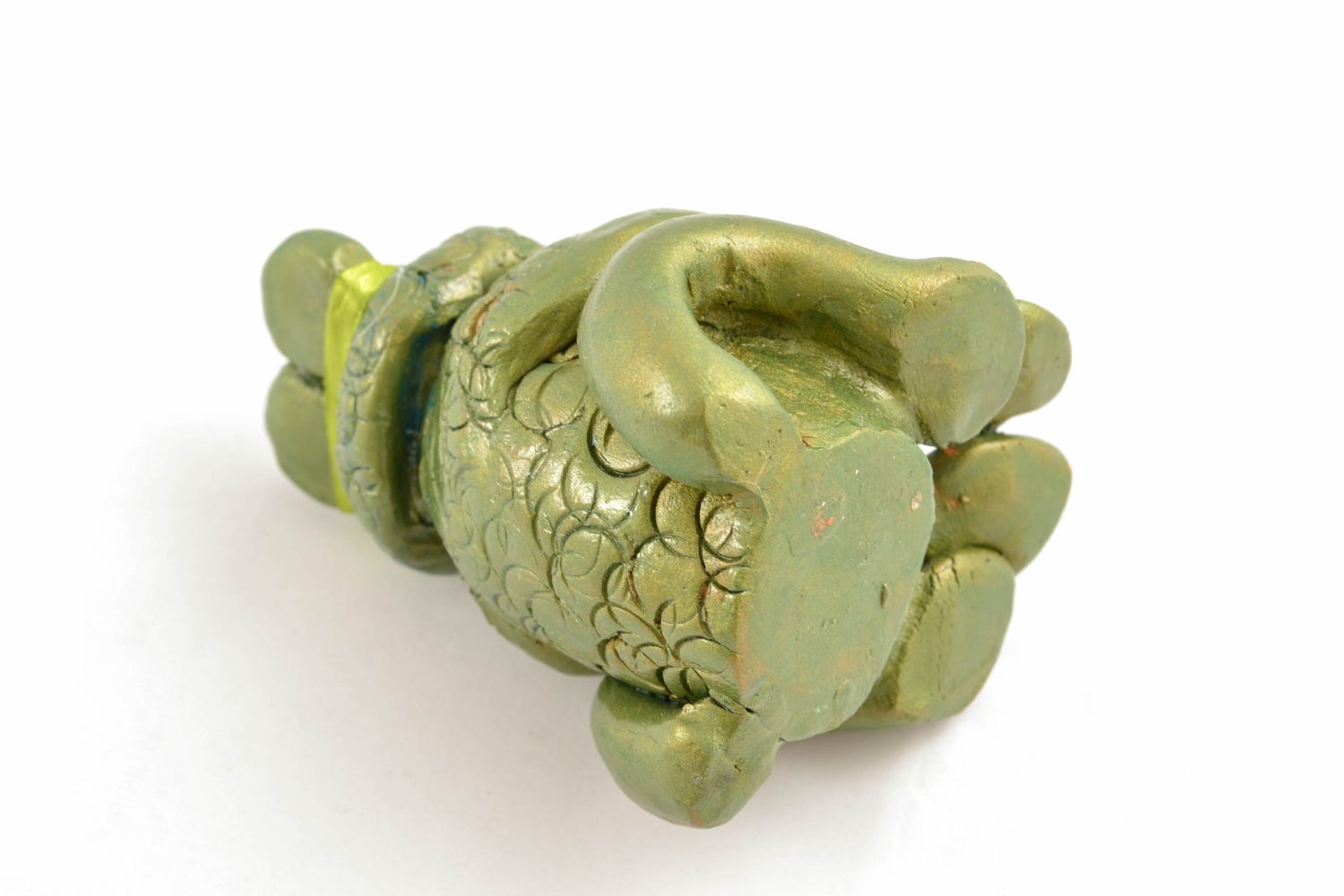 Figurine grenouille grande verte en argile faite main photo 5
