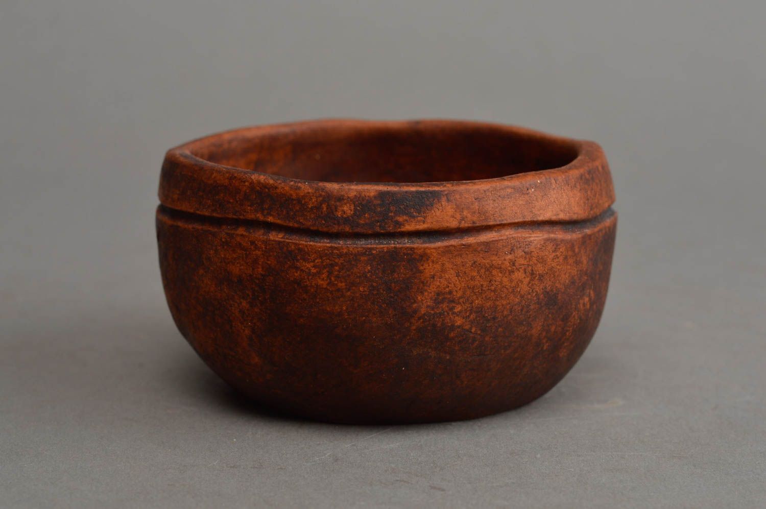 Petit bol en argile marron fait main vaisselle originale ethnique décorative photo 2