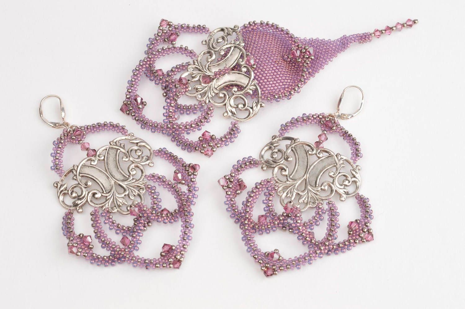 Vintage brooch handmade long earrings fashion bijouterie designer jewelry photo 2