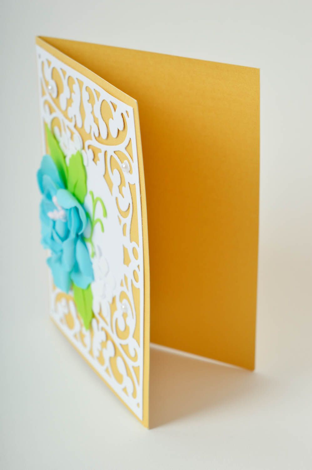 Carte de voeux faite main Carte de souhait jaune-blanc Cadeau original photo 4