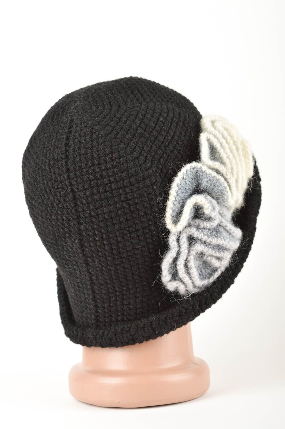 Handmade designer woolen cap unusual crocheted cap stylish winter cap photo 5