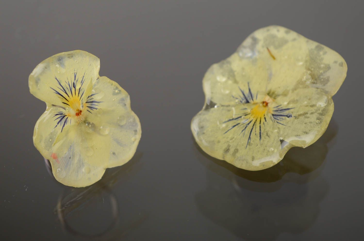 Handmade Schmuckstücke aus Epoxidharz Set mit echten Blumen foto 1
