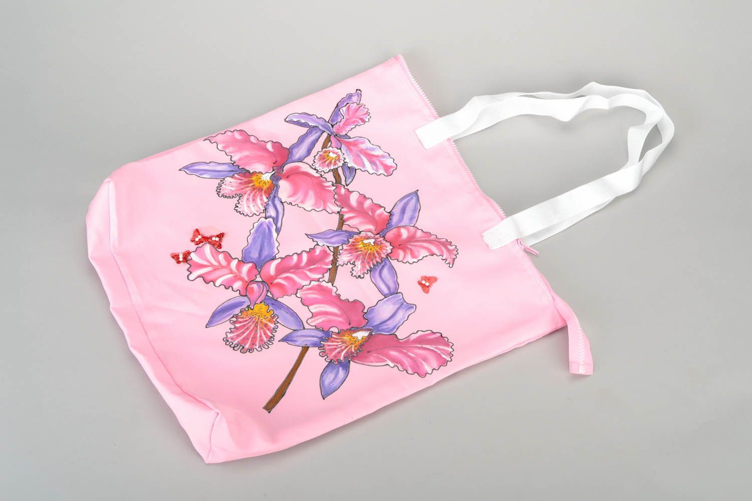 Sommerliche Handtasche aus Textil Orchideen foto 1
