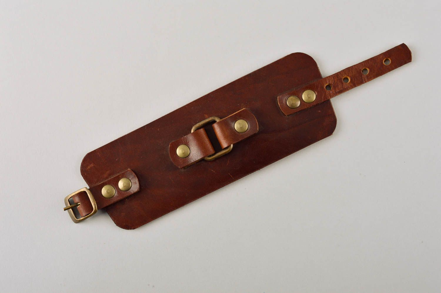 Bracelet cuir fait main Bijoux unisexe original marron Accessoires cuir photo 4