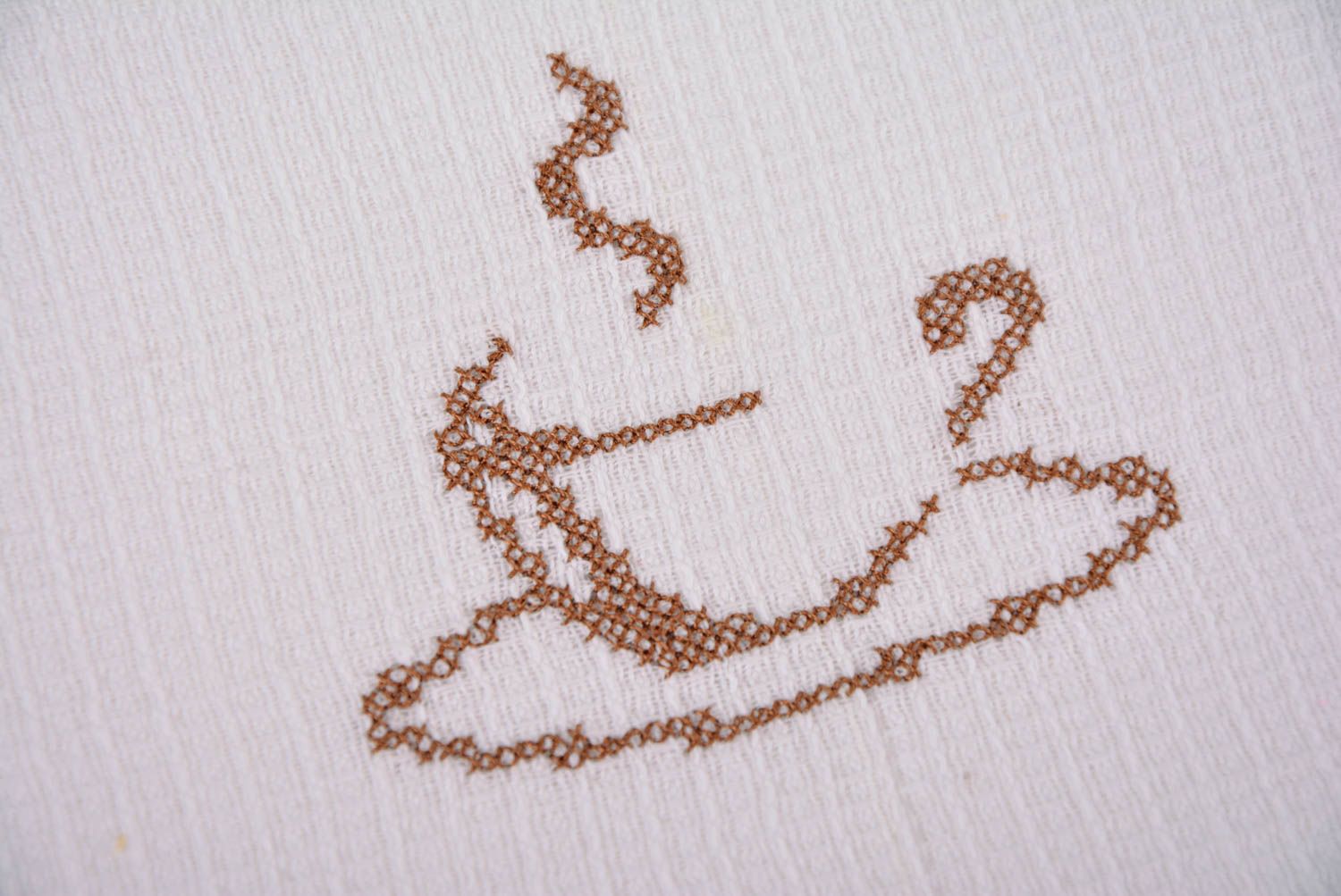 Rectangular napkin with machine embroidery handmade cotton kitchen decor photo 3