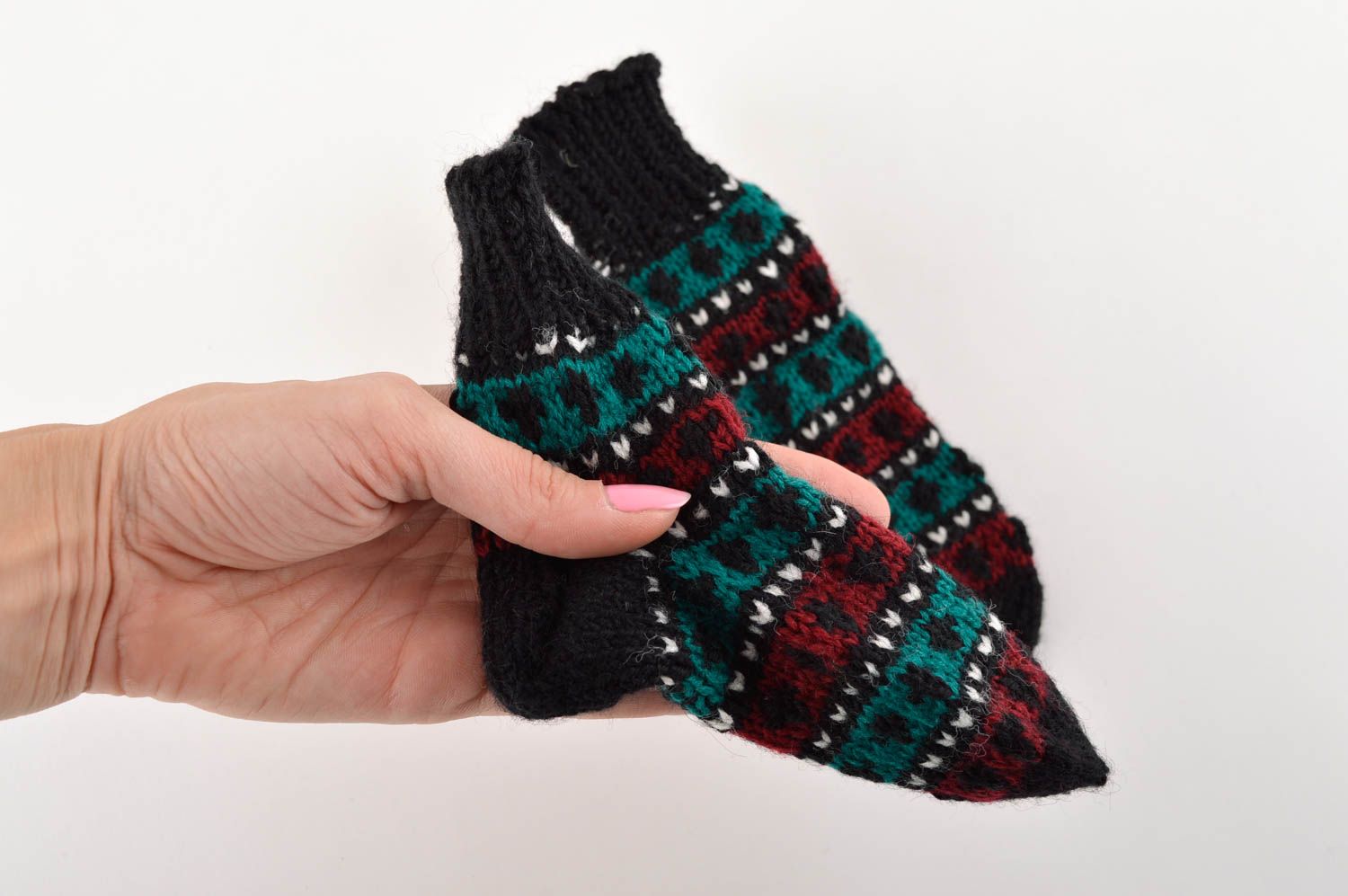 Носки ручной работы шерстяные носки теплые детские носки темные оригинальные фото 3