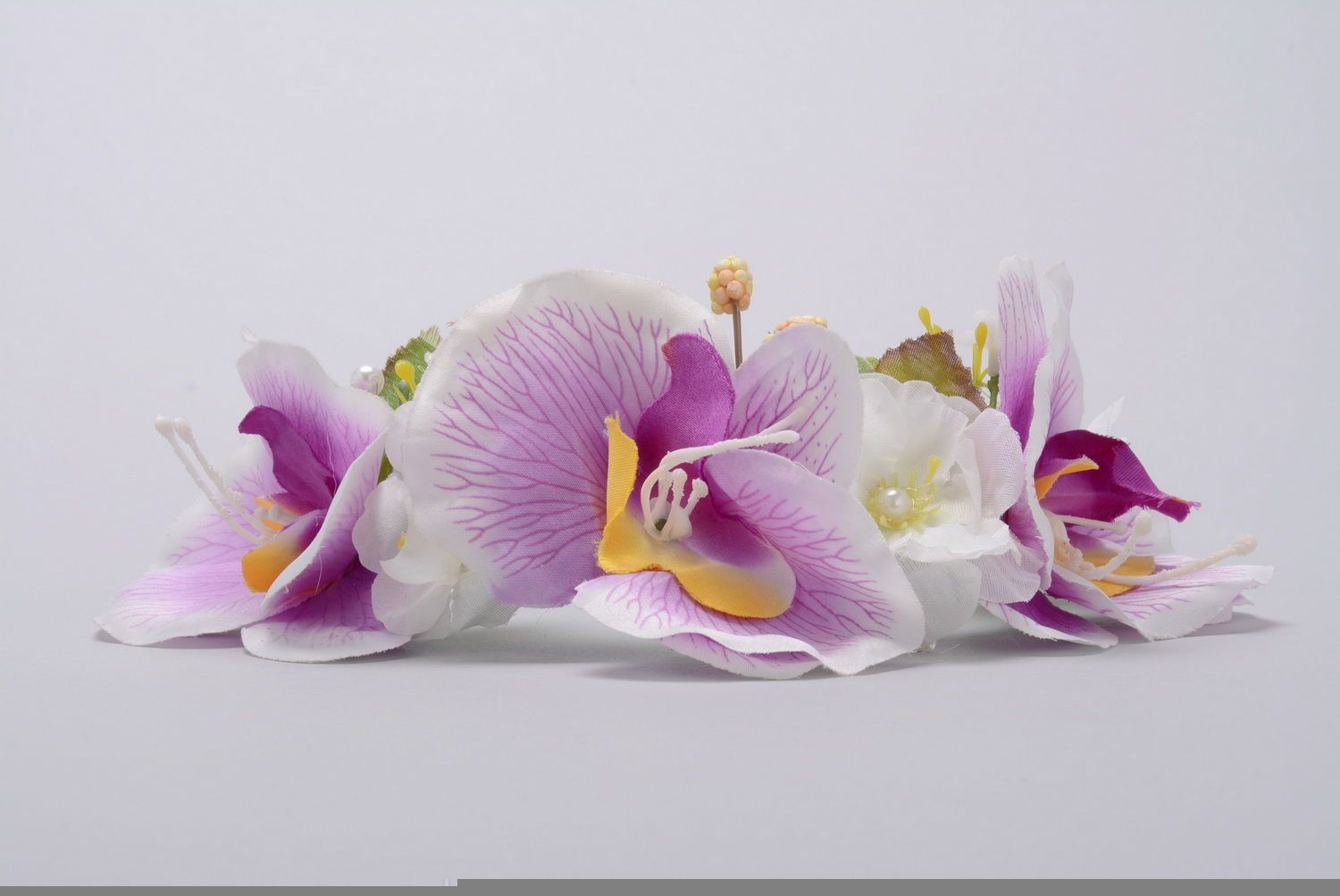 Serre tête fleurs fait main Orchidée photo 1