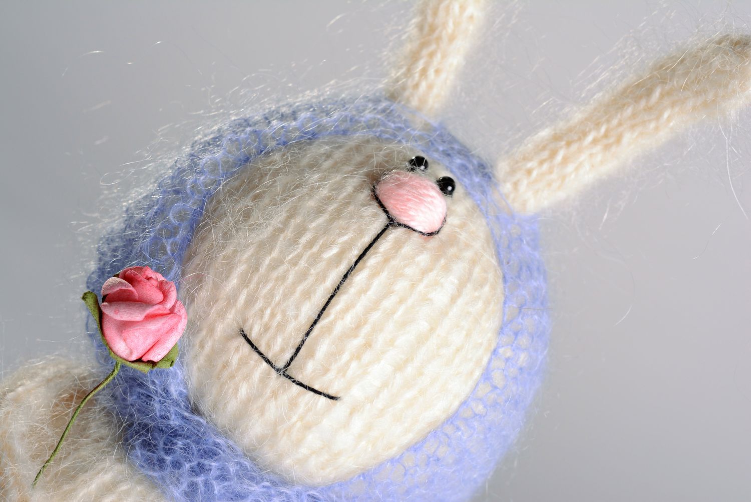 Soft knitted toy Hare in a Headscarf photo 3