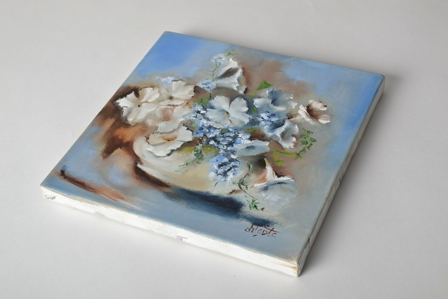 Öl Gemälde mit Blumen Schöner Frühling foto 3