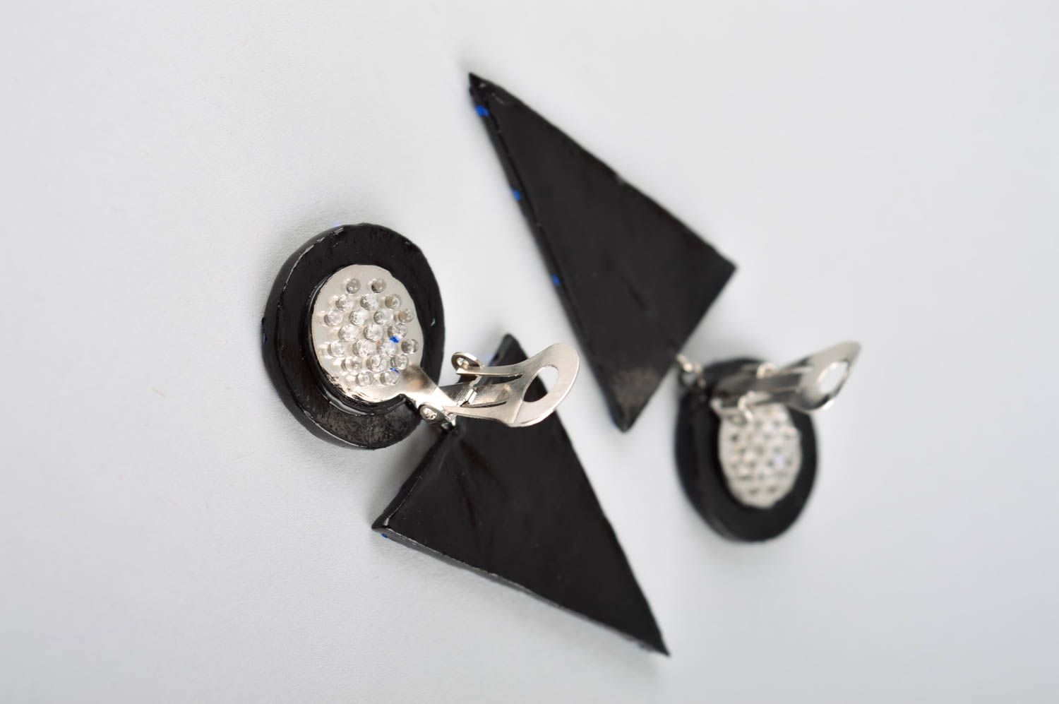 Handmade clip earrings designer accessories dangling earrings plastic jewelry photo 5