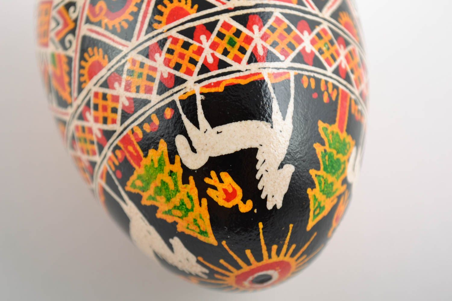 Easter egg painted with acrylic dyes handmade pysanka beautiful goose egg photo 3