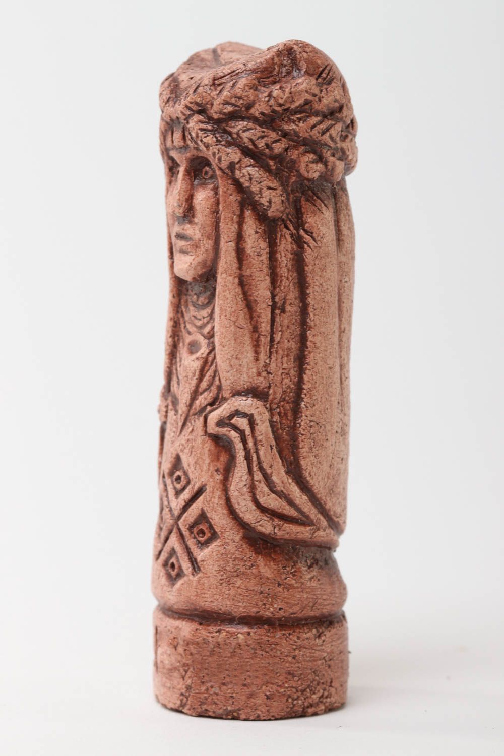 Handmade Slavonic statuette unusual ceramic figurine decorative use only photo 2