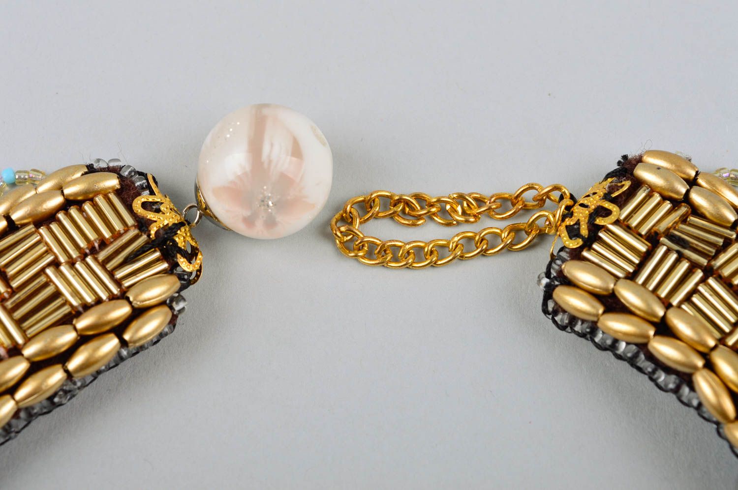 Collier large Bijou fait main brun perles rocaille pierres Accessoire pour femme photo 5