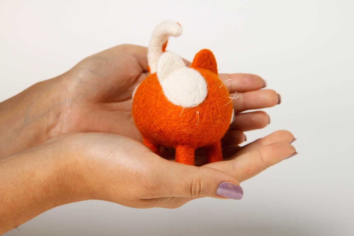 Валяная игрушка ручной работы кот игрушка из шерсти рыжая мягкая игрушка фото 2