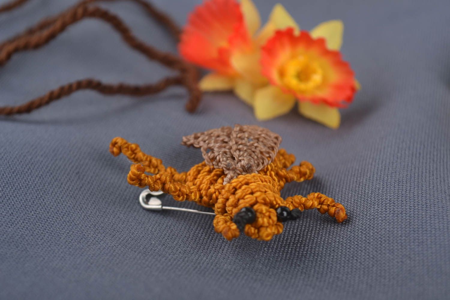 Handmade brooch homemade jewelry macrame jewelry fashion accessories gift ideas photo 1