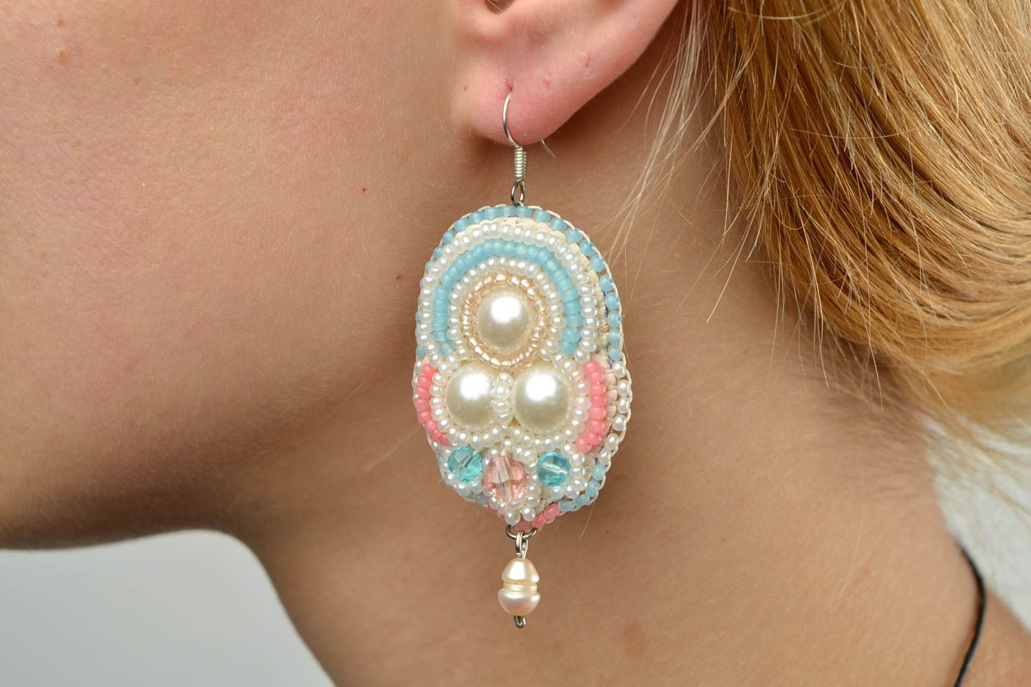 Handgemachte Ohrringe wunderschöner Leder Schmuck zarter Juwelier Modeschmuck foto 1