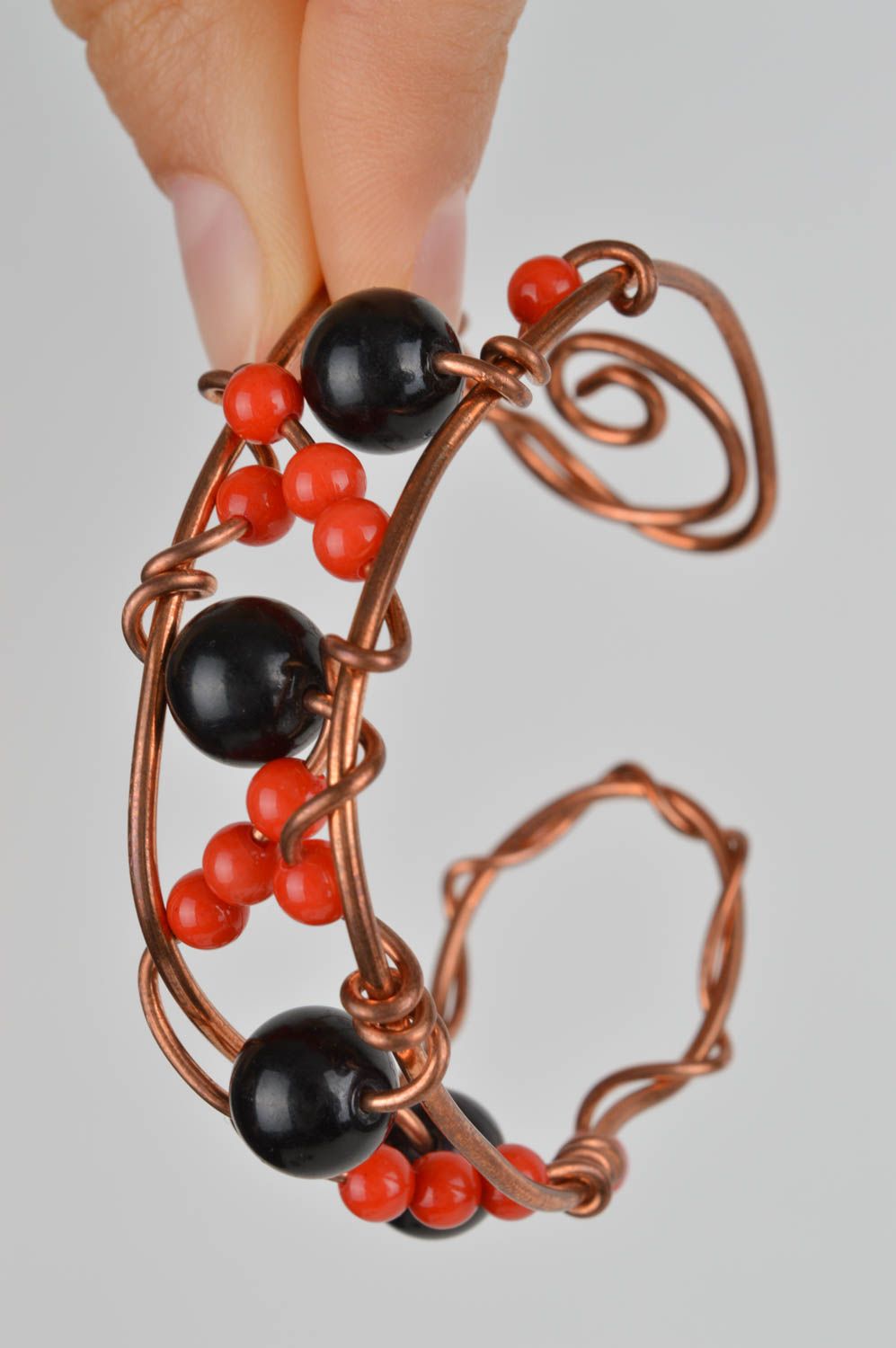 Bracelet en cuivre Bijou fait main avec perles fantaisie Cadeau pour femme photo 3