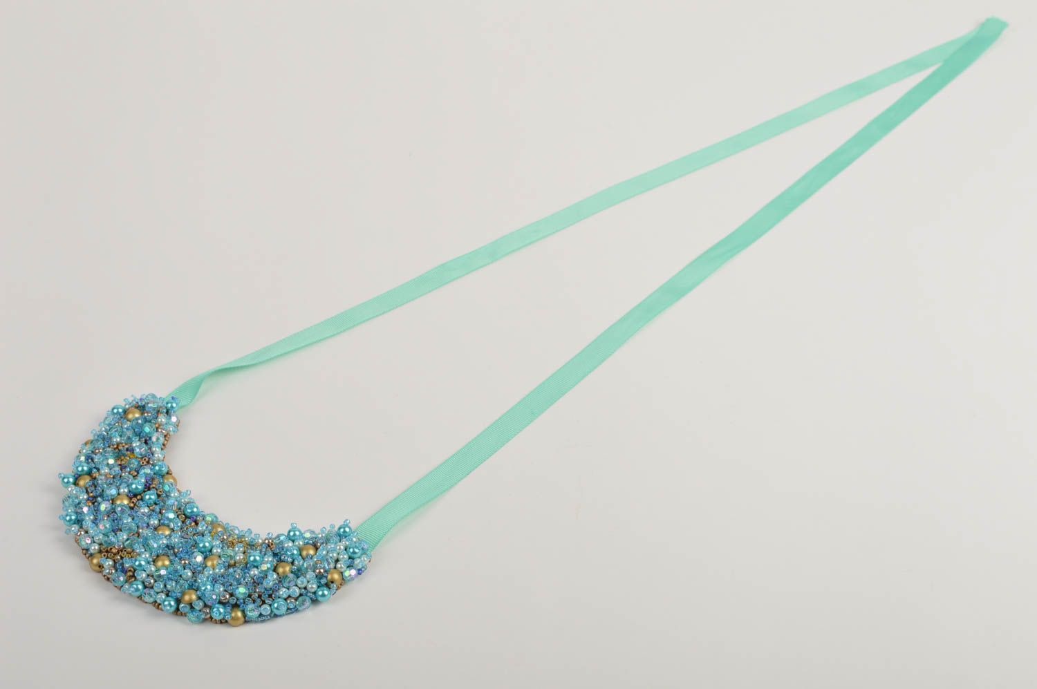 Rocailles Kette handmade Designer Schmuck Damen Halskette Mode Accessoire blau foto 3