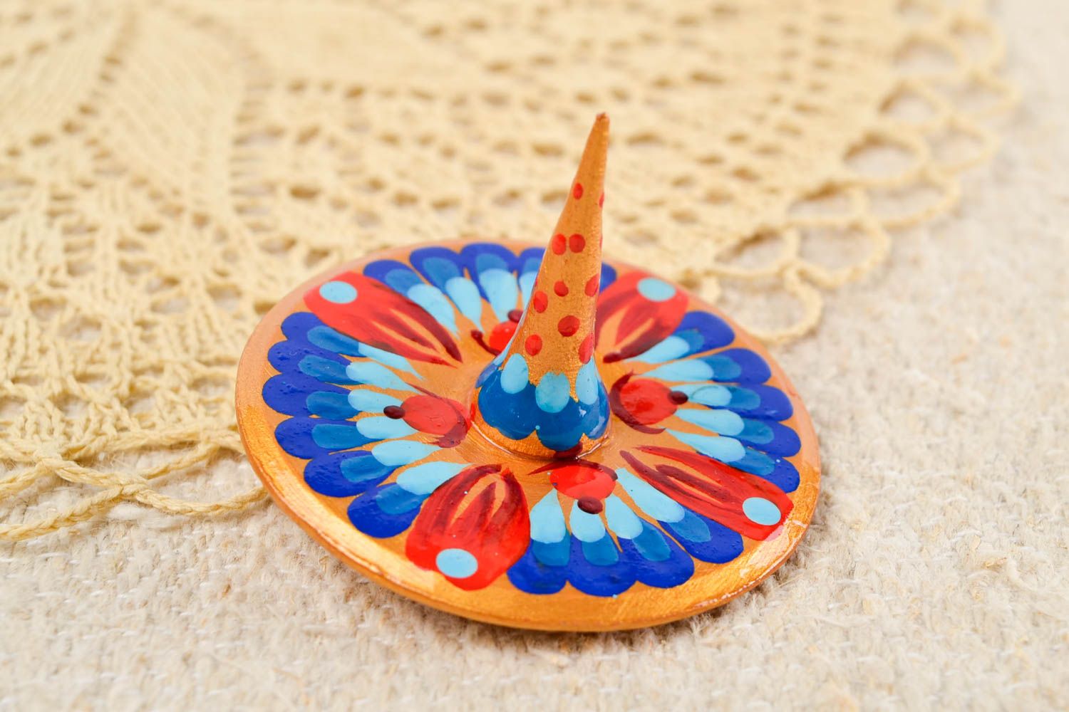 Beautiful handmade wooden spinning top smart toy spin top birthday gift ideas photo 5