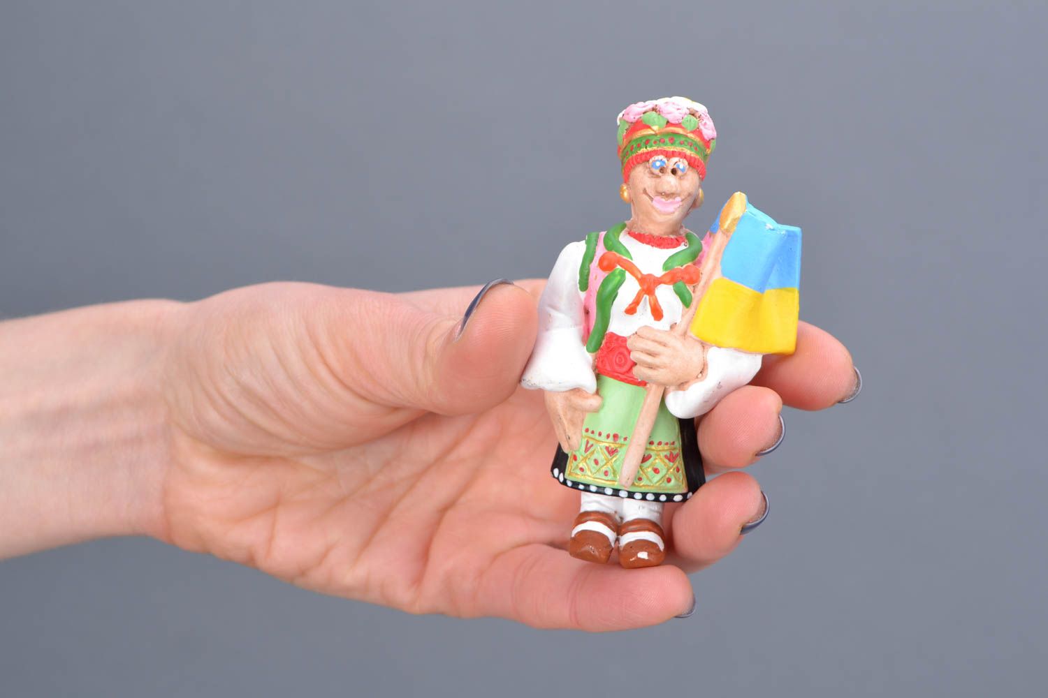 Homemade fridge magnet West Ukrainian Woman with the Flag of Ukraine photo 2