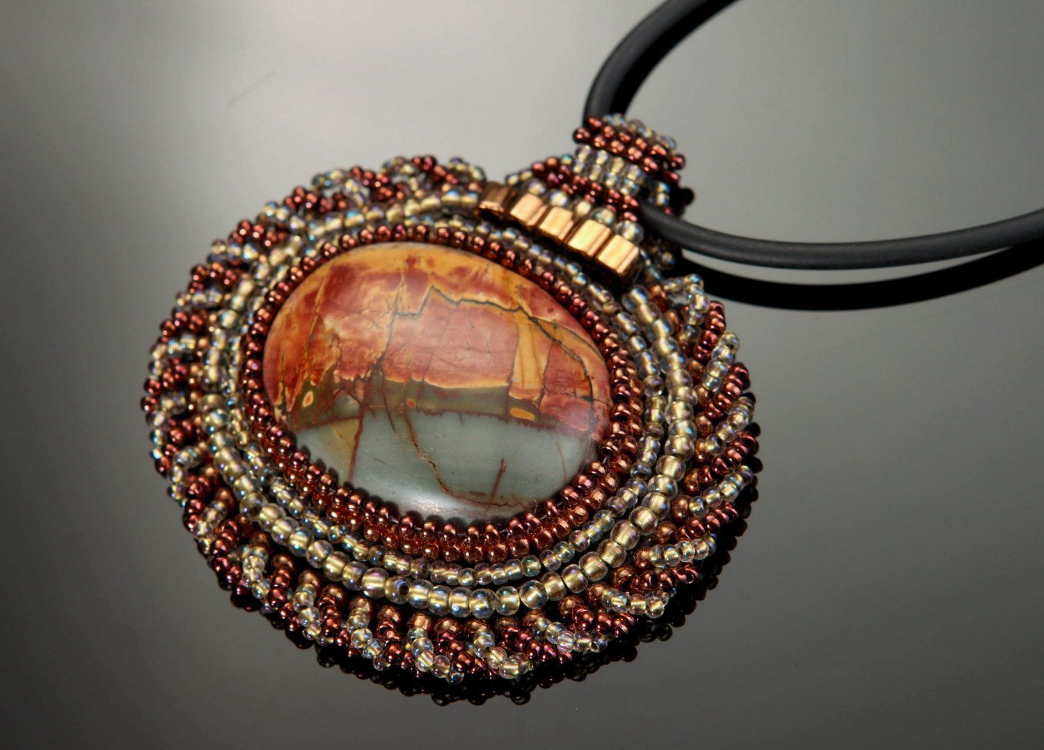 Handmade pendant with jasper photo 1