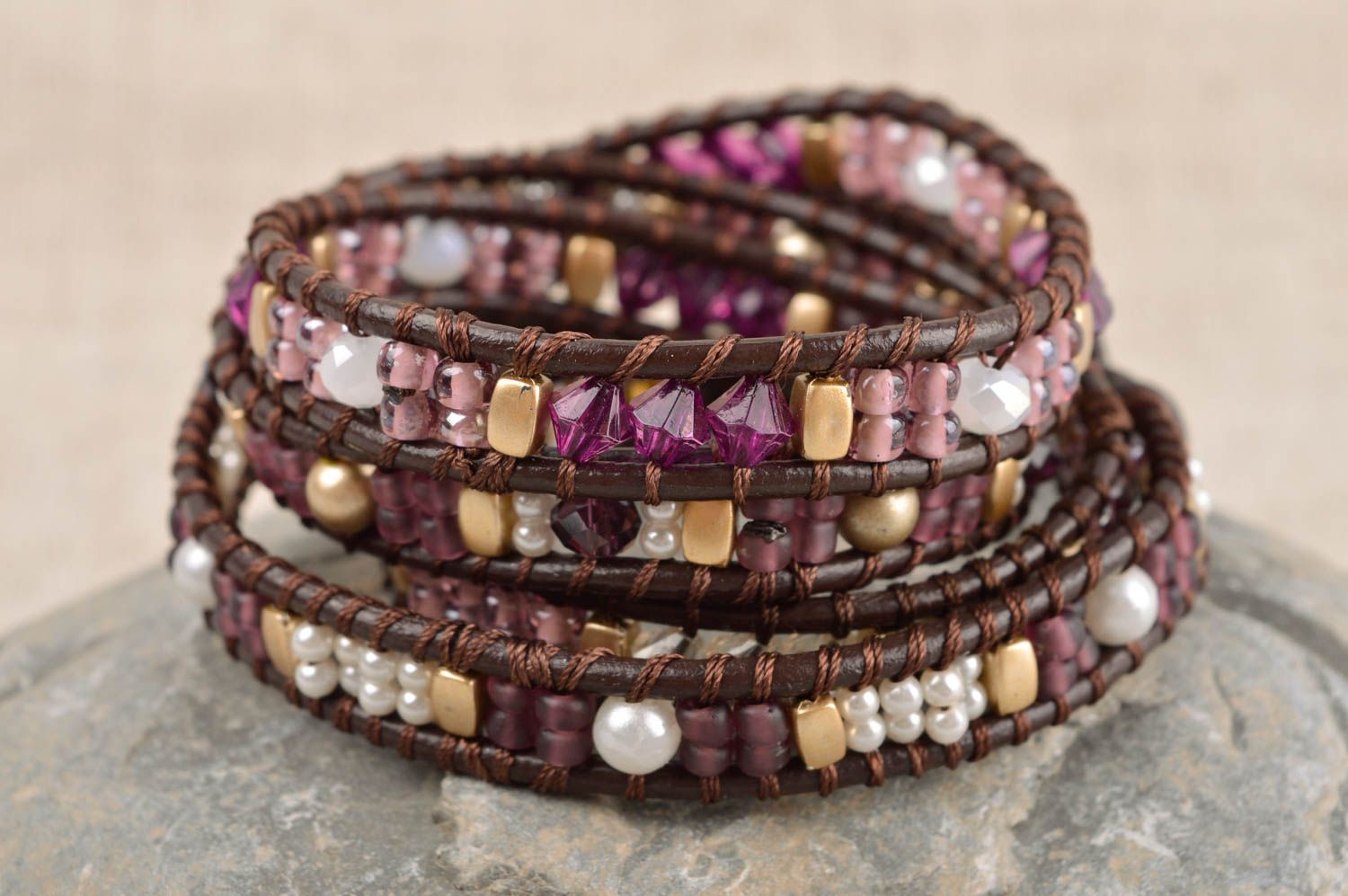 Handmade bracelet wrap bracelet beaded jewelry designer accessories gift for her photo 1