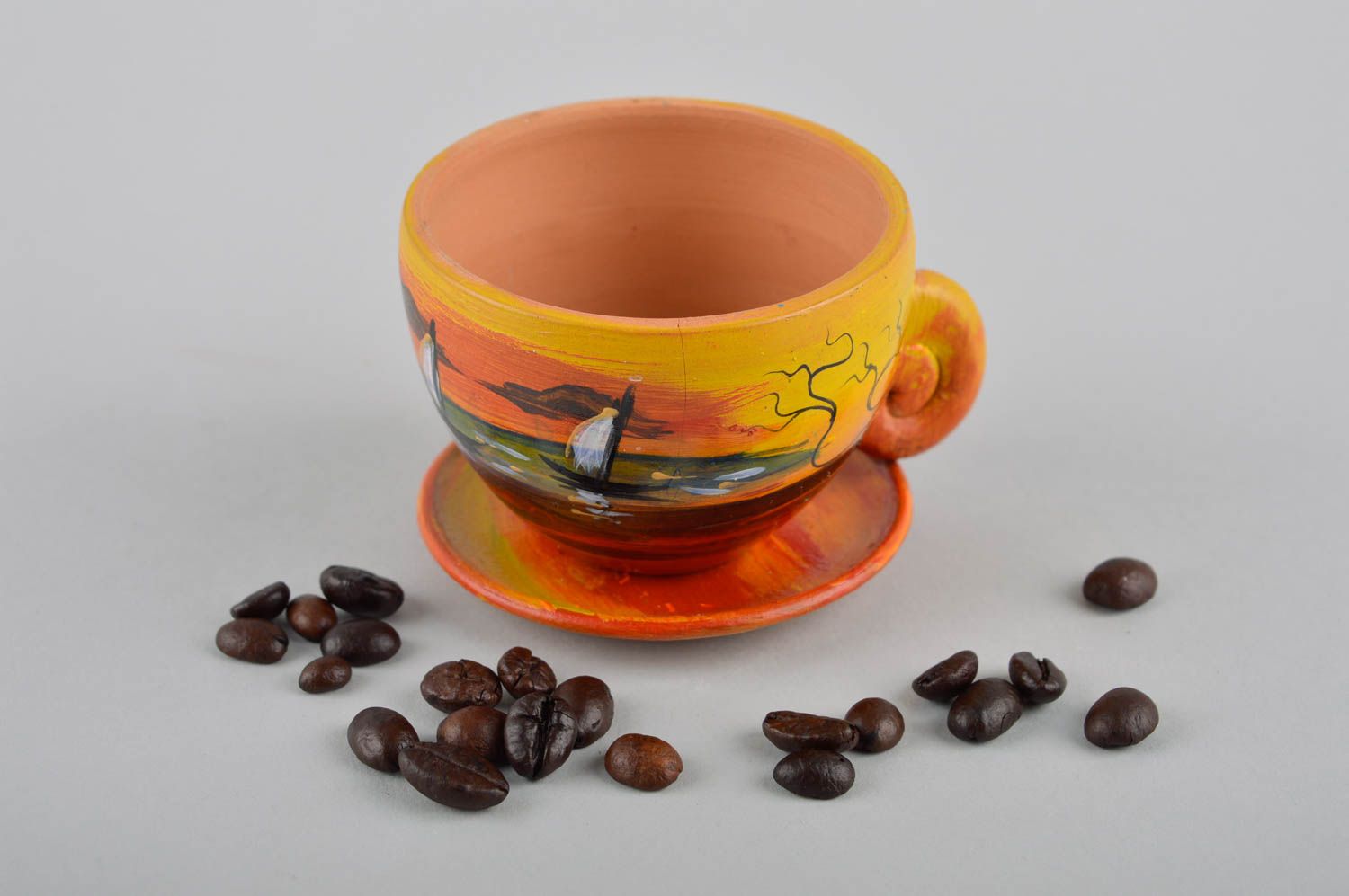 Schöne Kaffeetasse handmade ausgefallene Kaffeetasse Küchen Zubehör bemalt foto 1