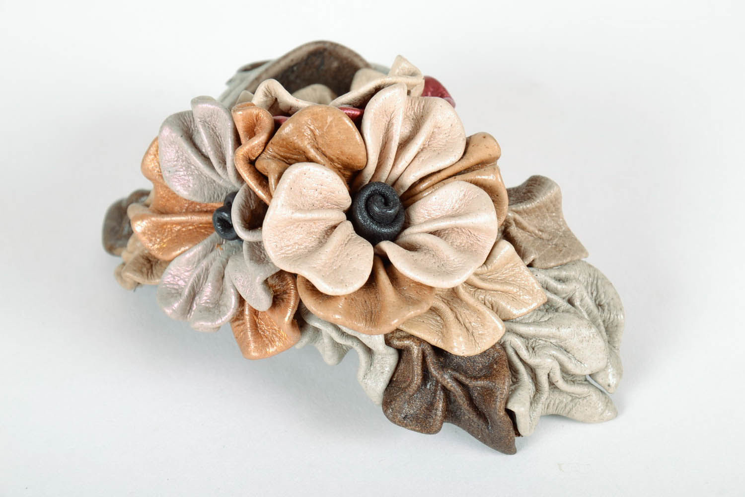 Hair clip made ​​of genuine leather photo 4
