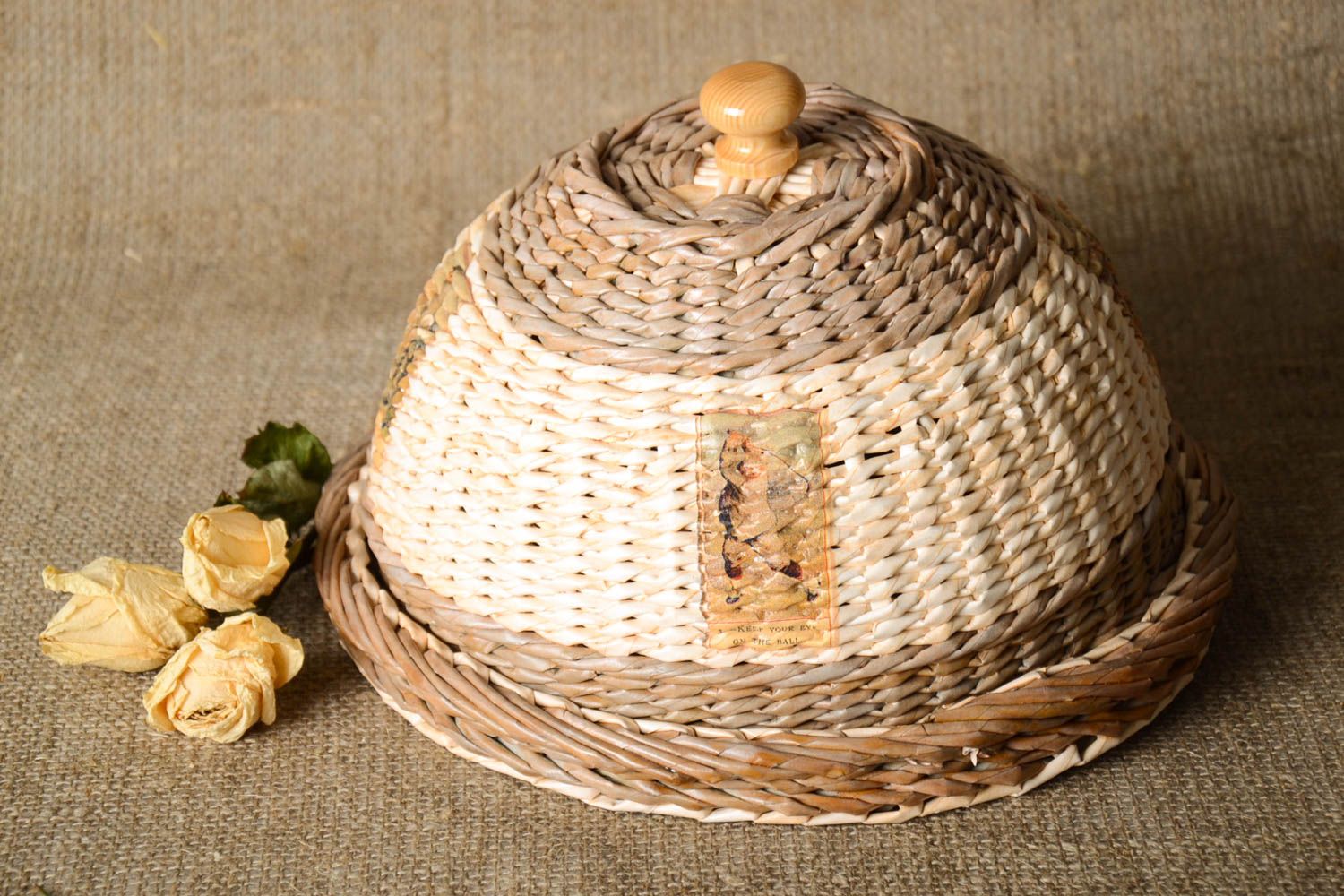 Unusual handmade woven paper breadbox newspaper basket modern interiors photo 1