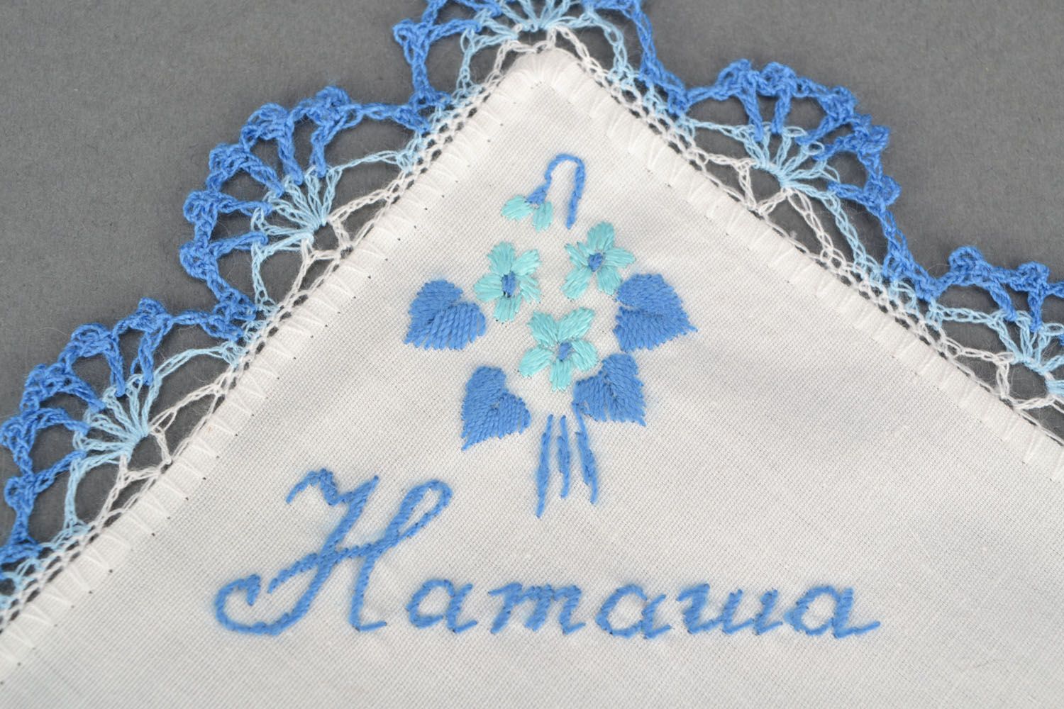 Personalized white handkerchief photo 4