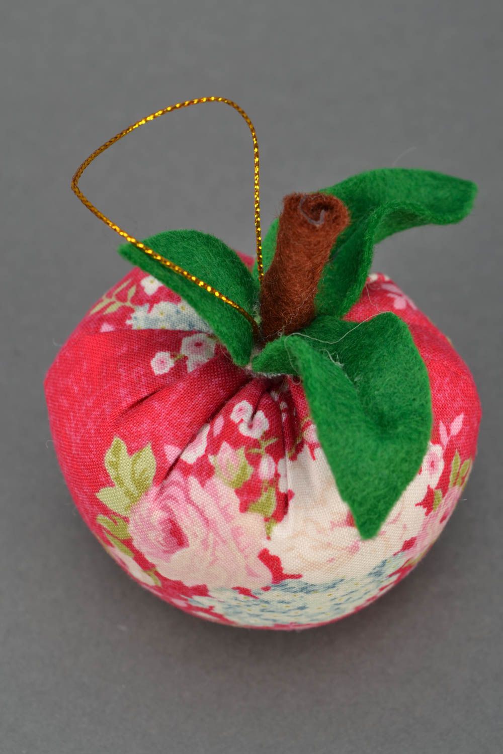 Pendente di stoffa fatto a mano ciondolo mela d'arredo decorazioni di casa
 foto 3