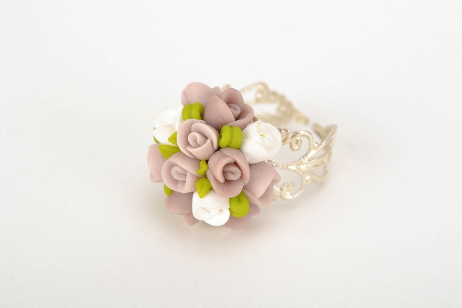 Polymer clay flower ring photo 3