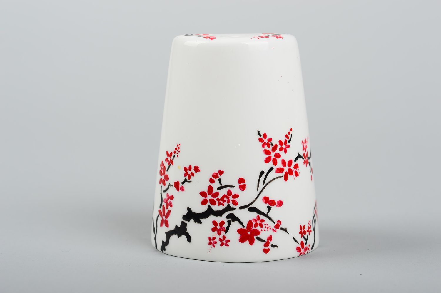 Salière Poivrière fait main Vaisselle originale céramique blanche à fleurs photo 3