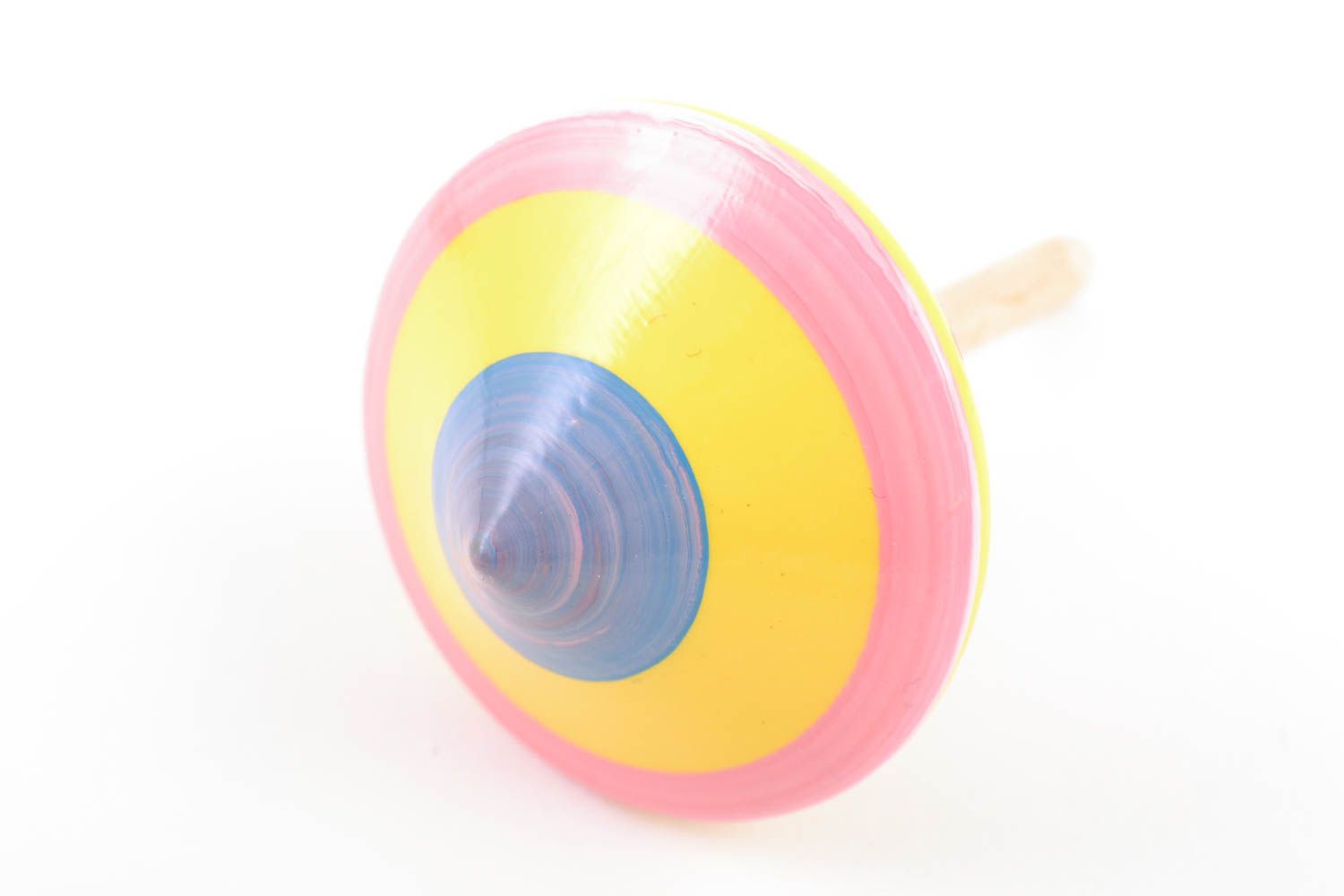 Bright small handmade painted wooden spin top smart toy for children photo 4