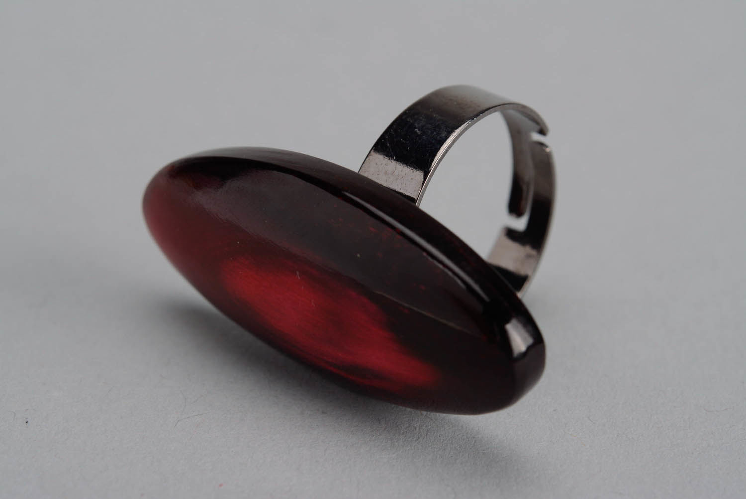 Wine colored ring made of horn photo 1