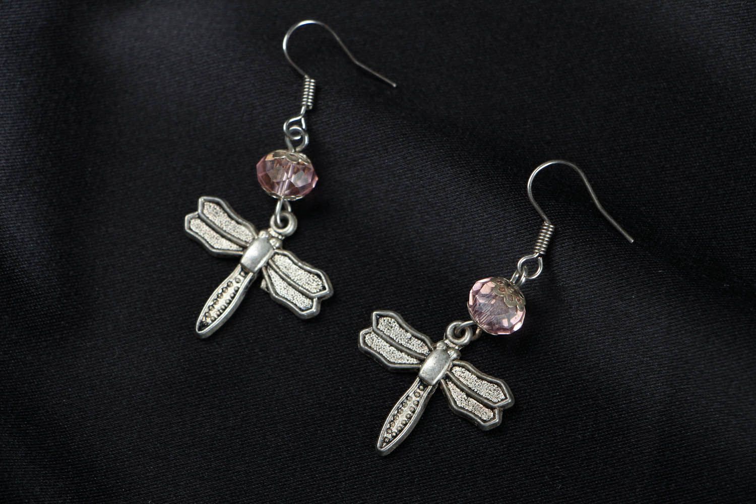 Metal earrings Dragonfly photo 1