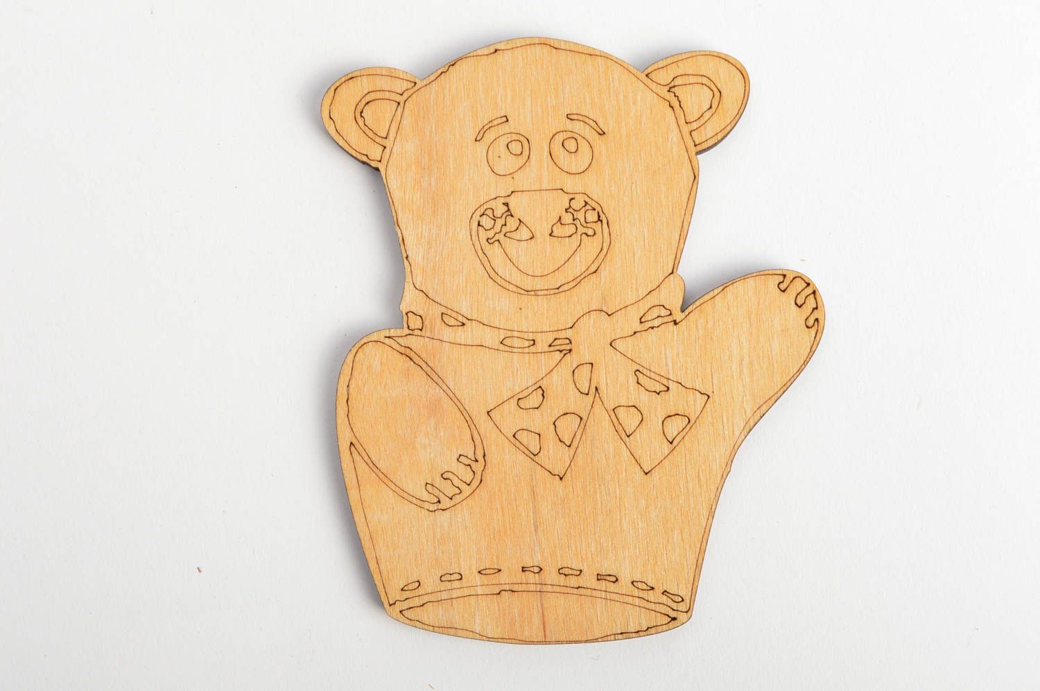 Homemade plywood craft blank for creative work flat figurine of funny bear photo 2