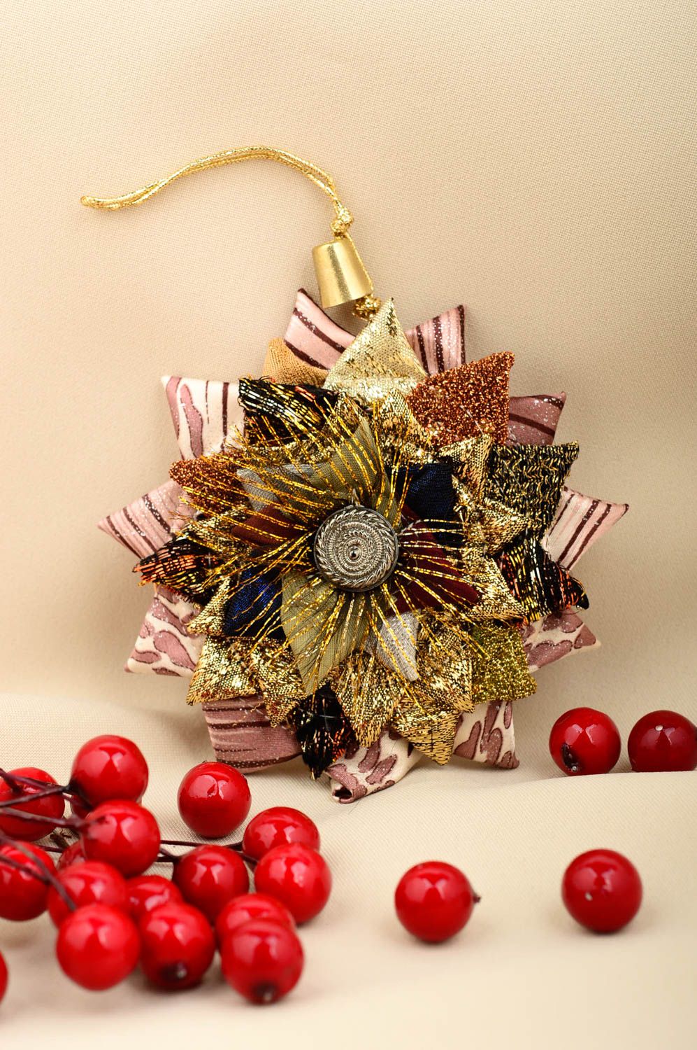 Christmas toy pendant handmade beautiful present soft star decorative use only  photo 1