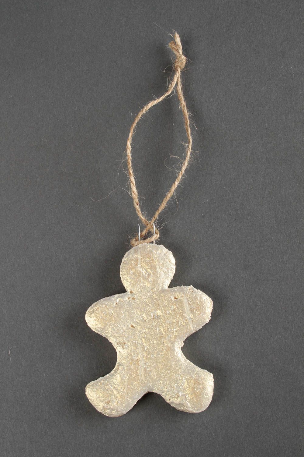 Tannenbaum Schmuck handgefertigt Deko Weihnachten Figur aus Salzteig weiß foto 4