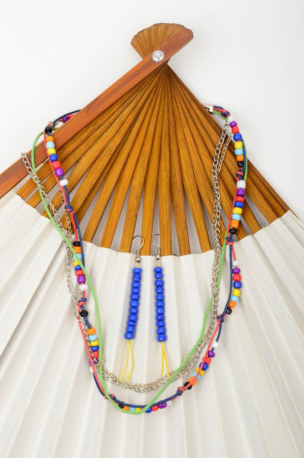 Handmade earrings designer necklace jewelry set unusual gift for women photo 1