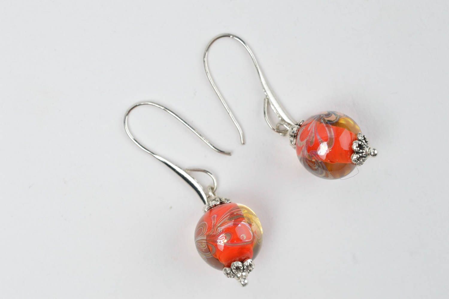 Handmade earrings with charms glass earrings lampwork accessories glass jewelry photo 2