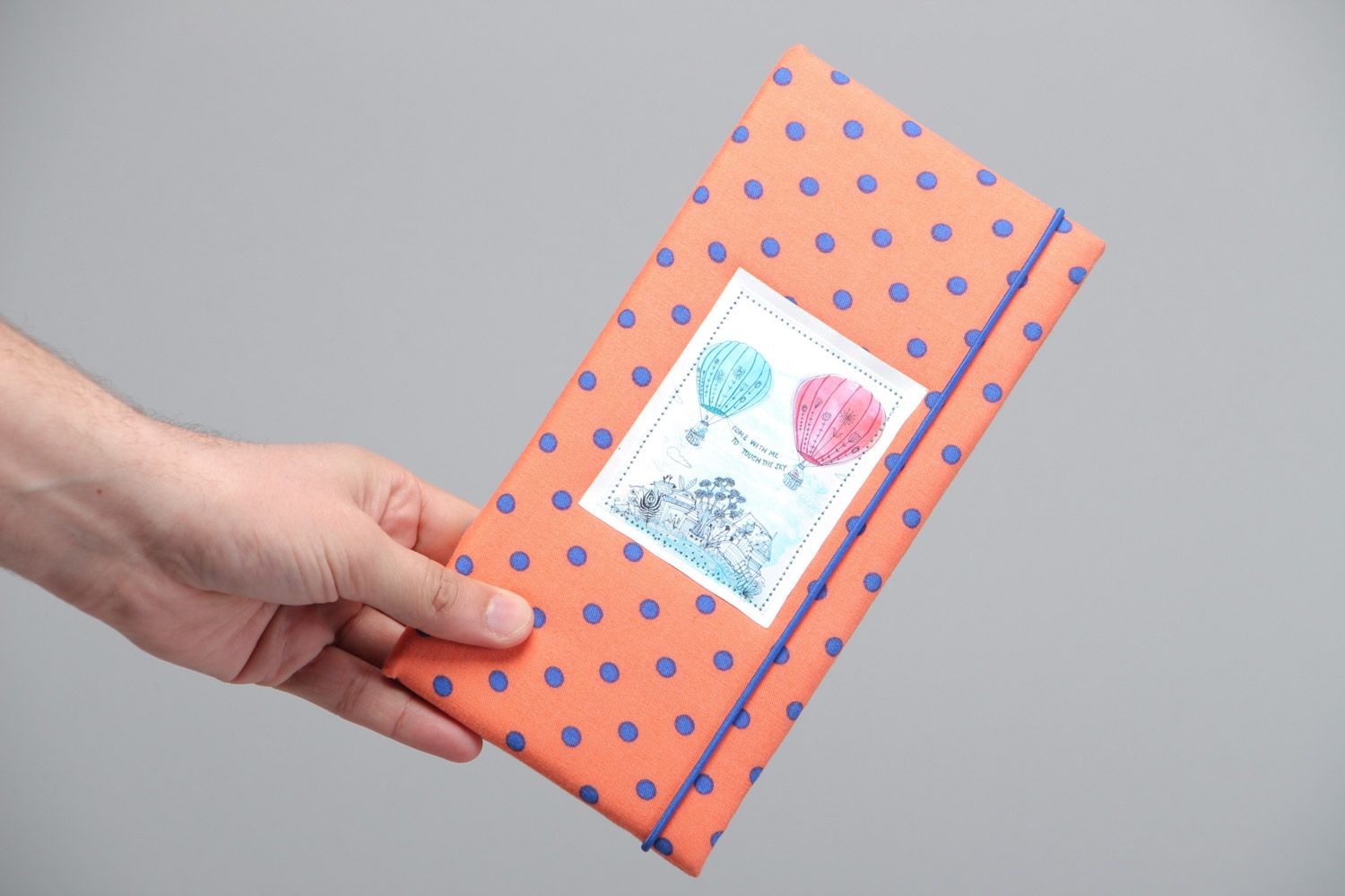 Joli portefeuille de voyage scrapbooking en coton fait main accessoire orange photo 5