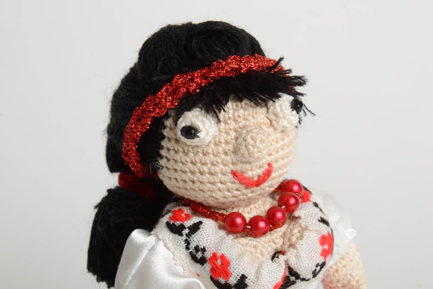 Bright designer doll handmade crocheted toy unusual designer doll cute toy photo 3