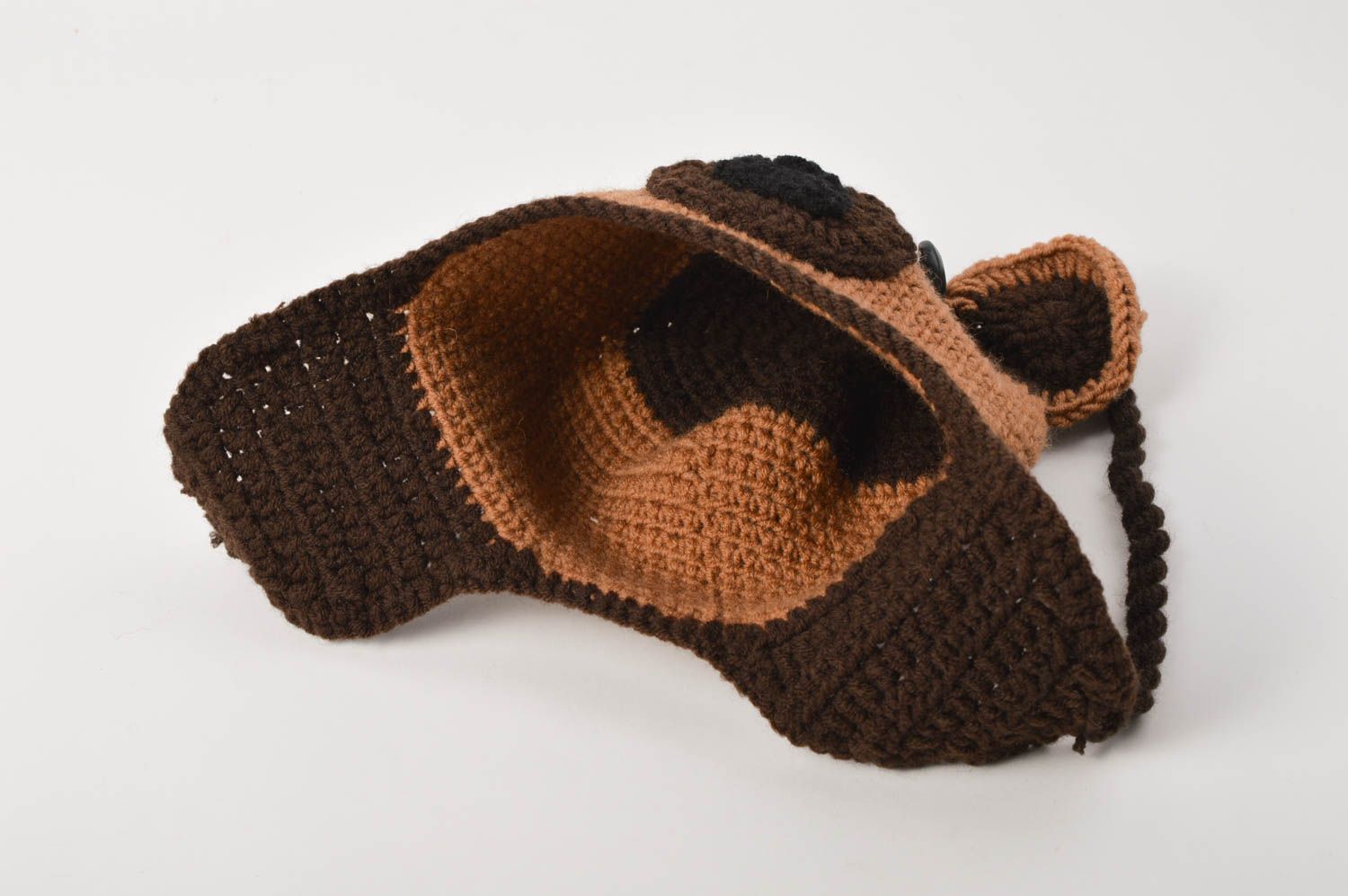 Bonnet tricot Chapeau fait main Vêtement enfant cadeau pour enfant Ours brun photo 6