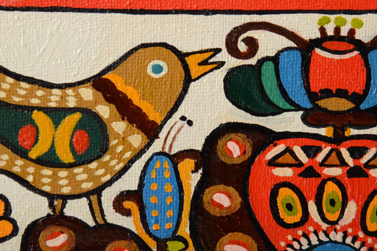 Картина масляными красками по льну ручной работы авторская Две птицы фото 3