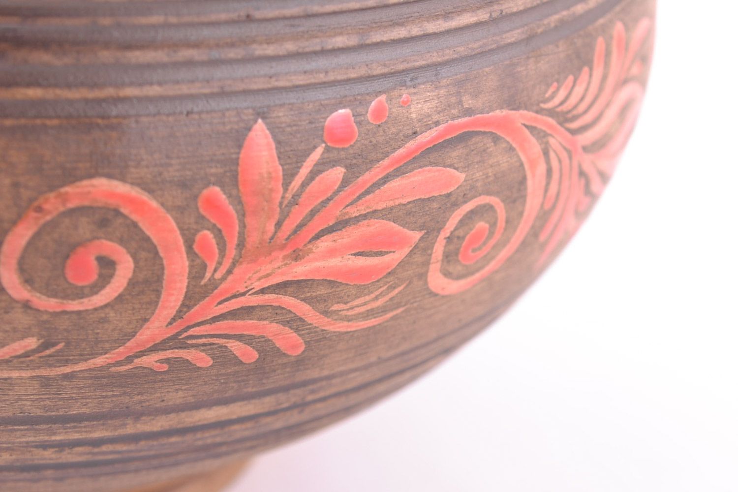 Pot en céramique sans couvercle peint brun fait main original pratique 2 l photo 4
