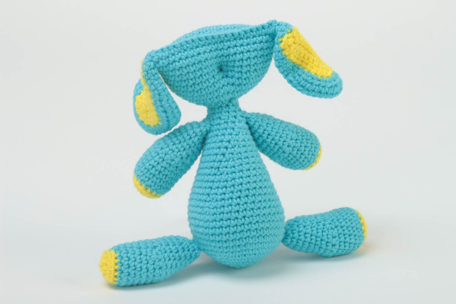 Игрушка слон ручной работы детская игрушка мягкая игрушка голубая вязаная фото 4