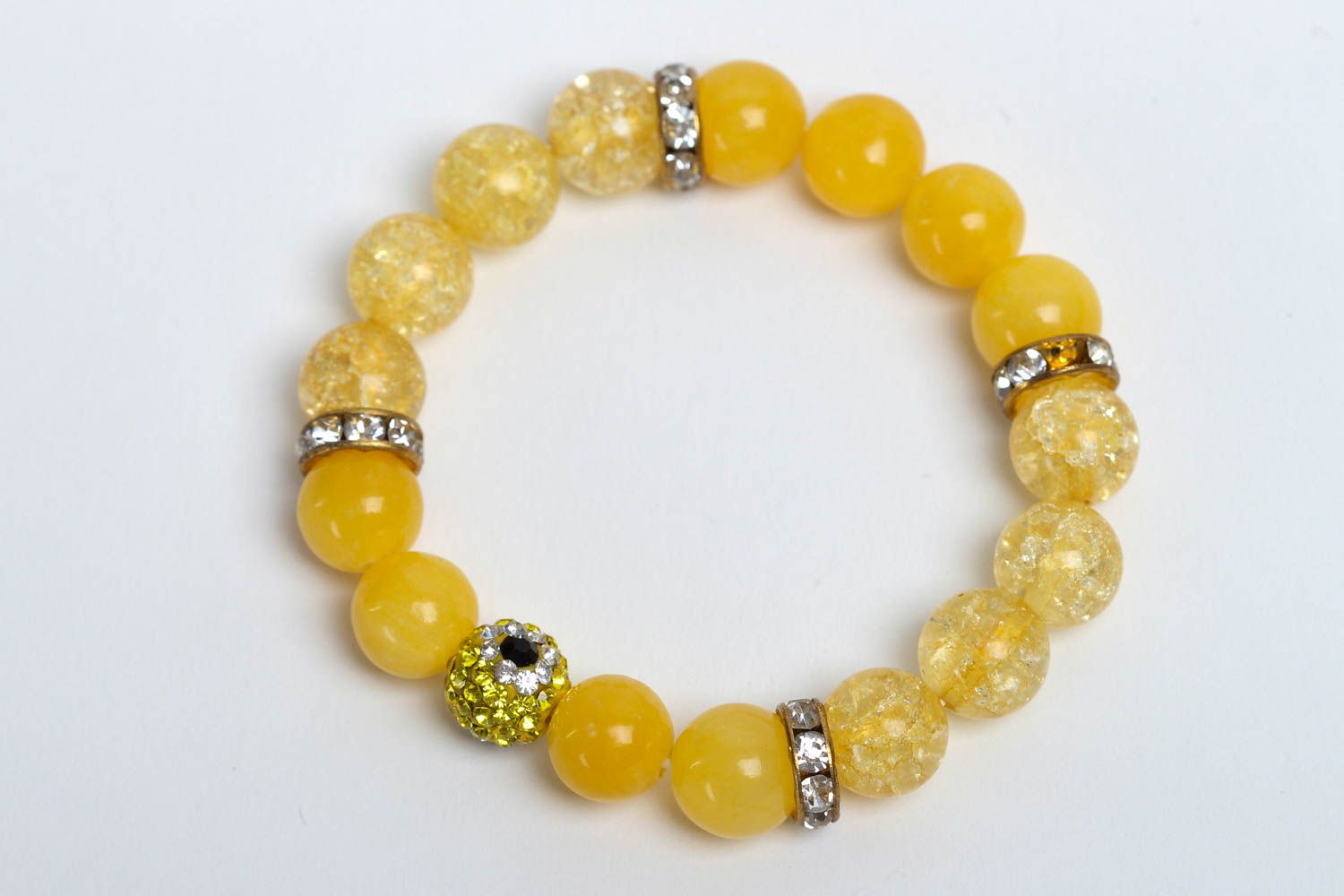 Bracelet en agate cristal de roche Bijou fait main jaune Cadeau pour femme photo 2